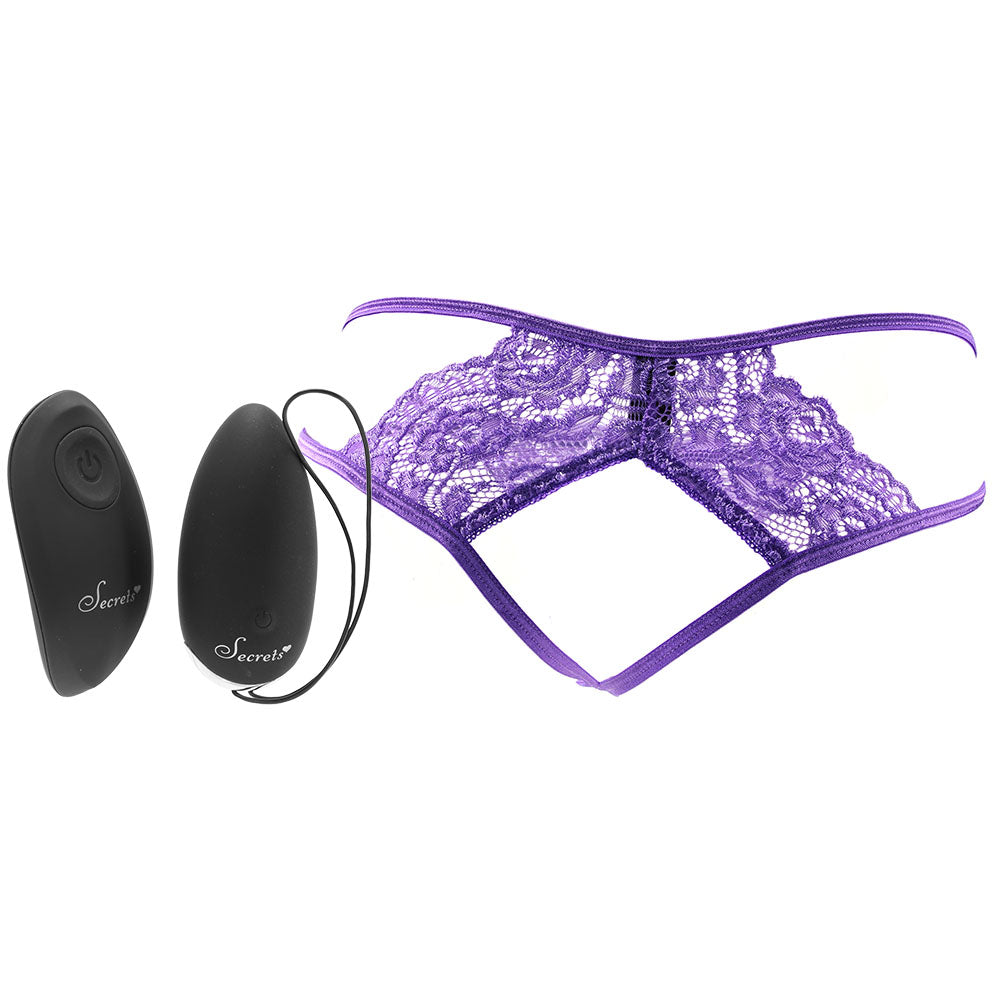 Elevate Intimacy: XL Purple Lace Open-Back Panty & Remote Love Egg Wearable Vibrator Set