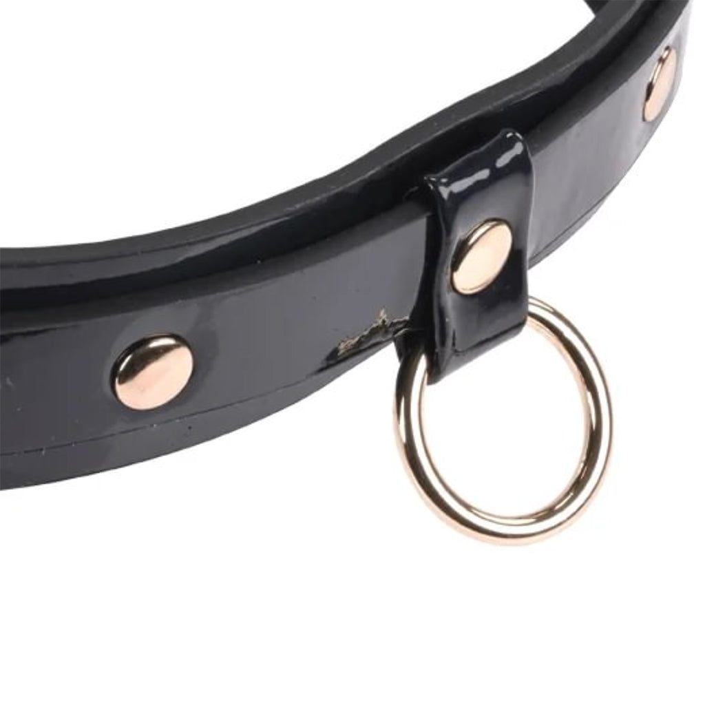 Orbit Day Collar: Vegan Leather & Gold O-Ring | Discreet Allure, Edgy Elegance