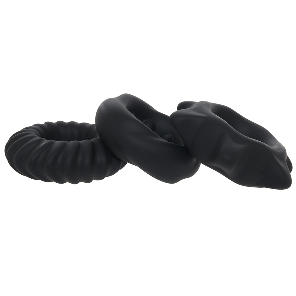 Manzo Liquid Silicone Ring Set in Black