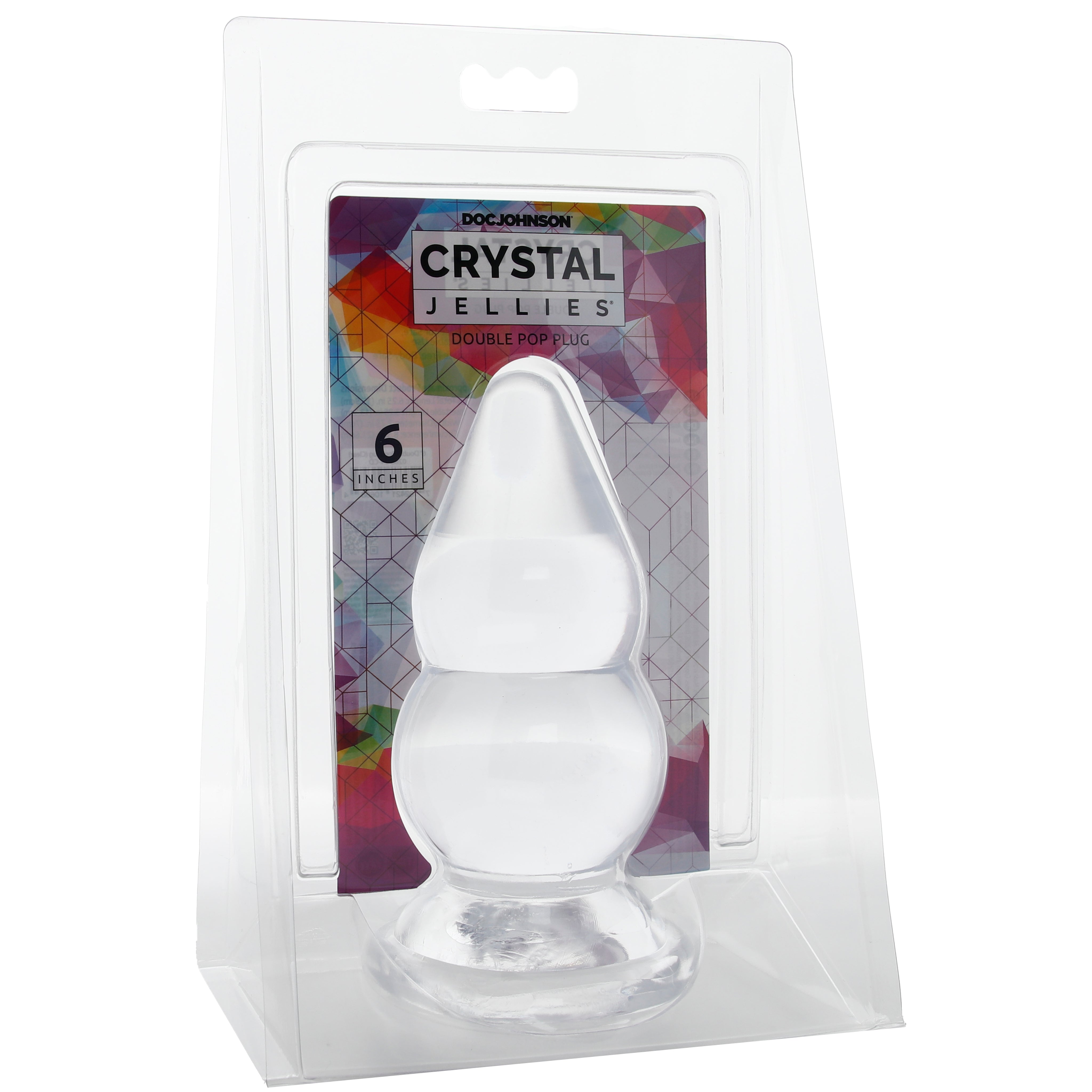 Crystal Jellies 6 Inch Double Pop Butt Plug in Clear