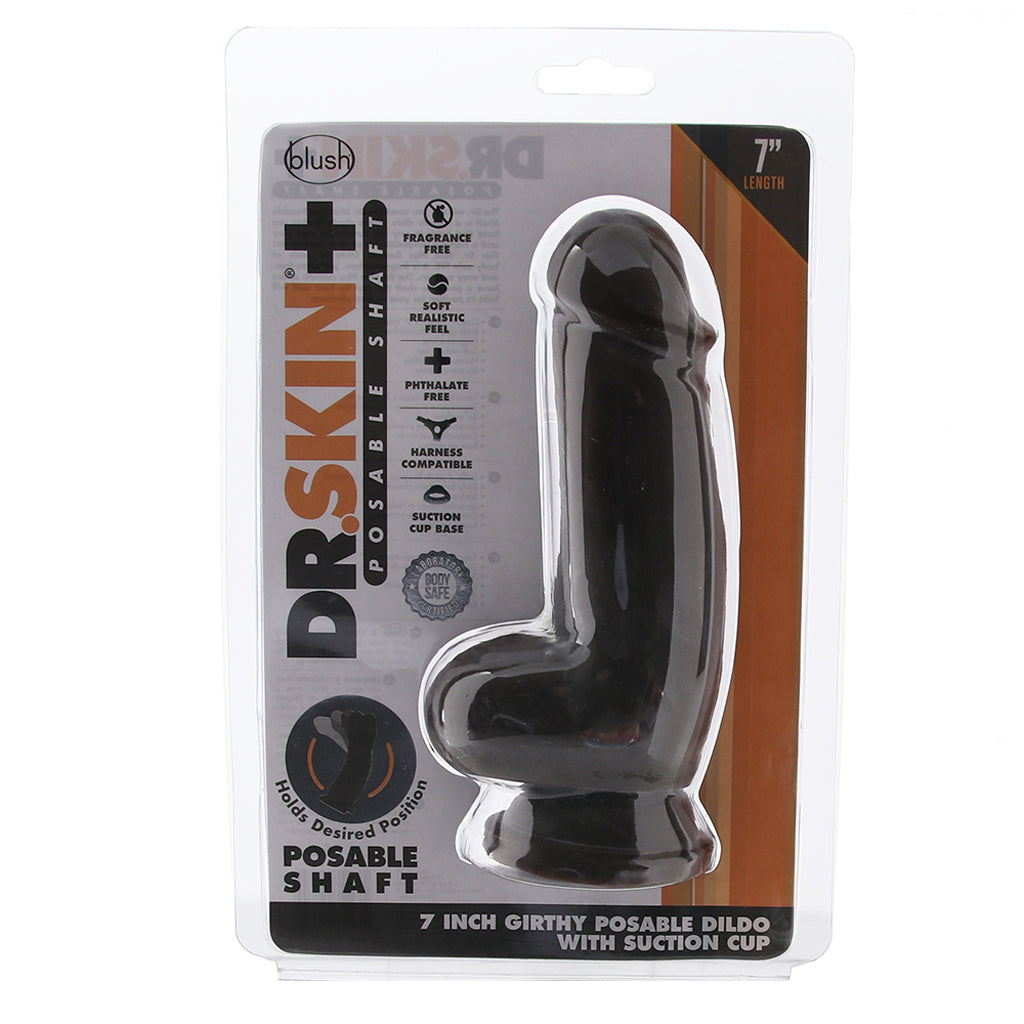 Dr. Skin Plus 7 Inch Girthy Poseable Dildo in Chocolate