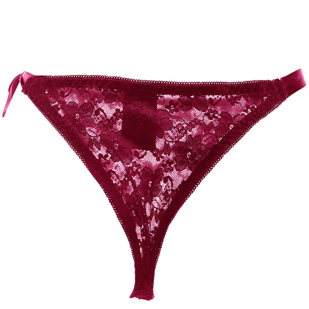 Remote Control Burgundy Lace Thong  & Vibe Set XL