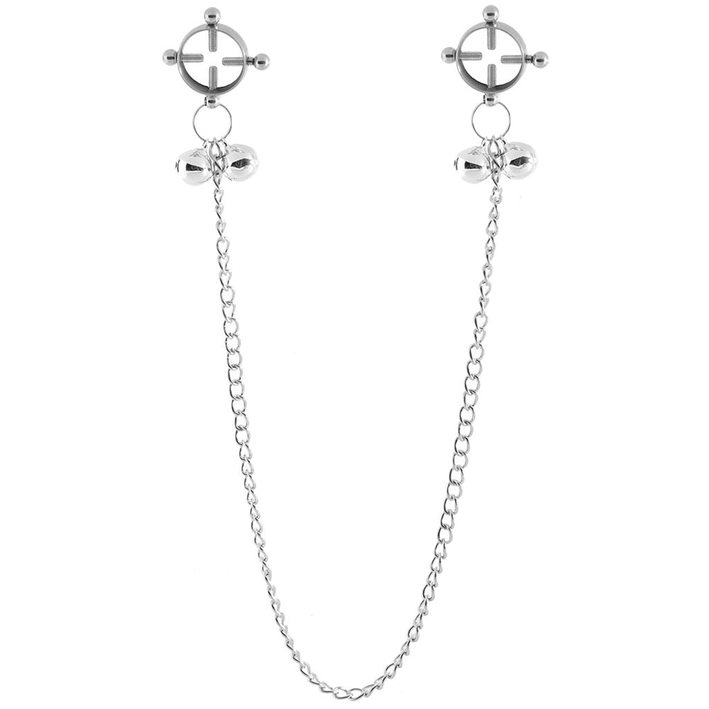 CalExotics Nipple Grips: 4-Point Press with Bells for Exquisite Nipple Play & Temperature Sensations