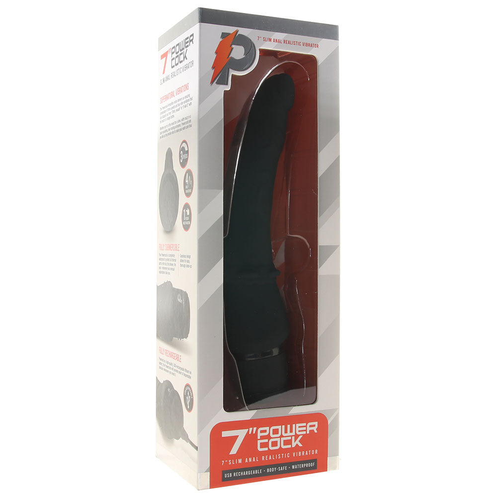 Power Cock 7 Inch Slim Realistic Vibe in Black