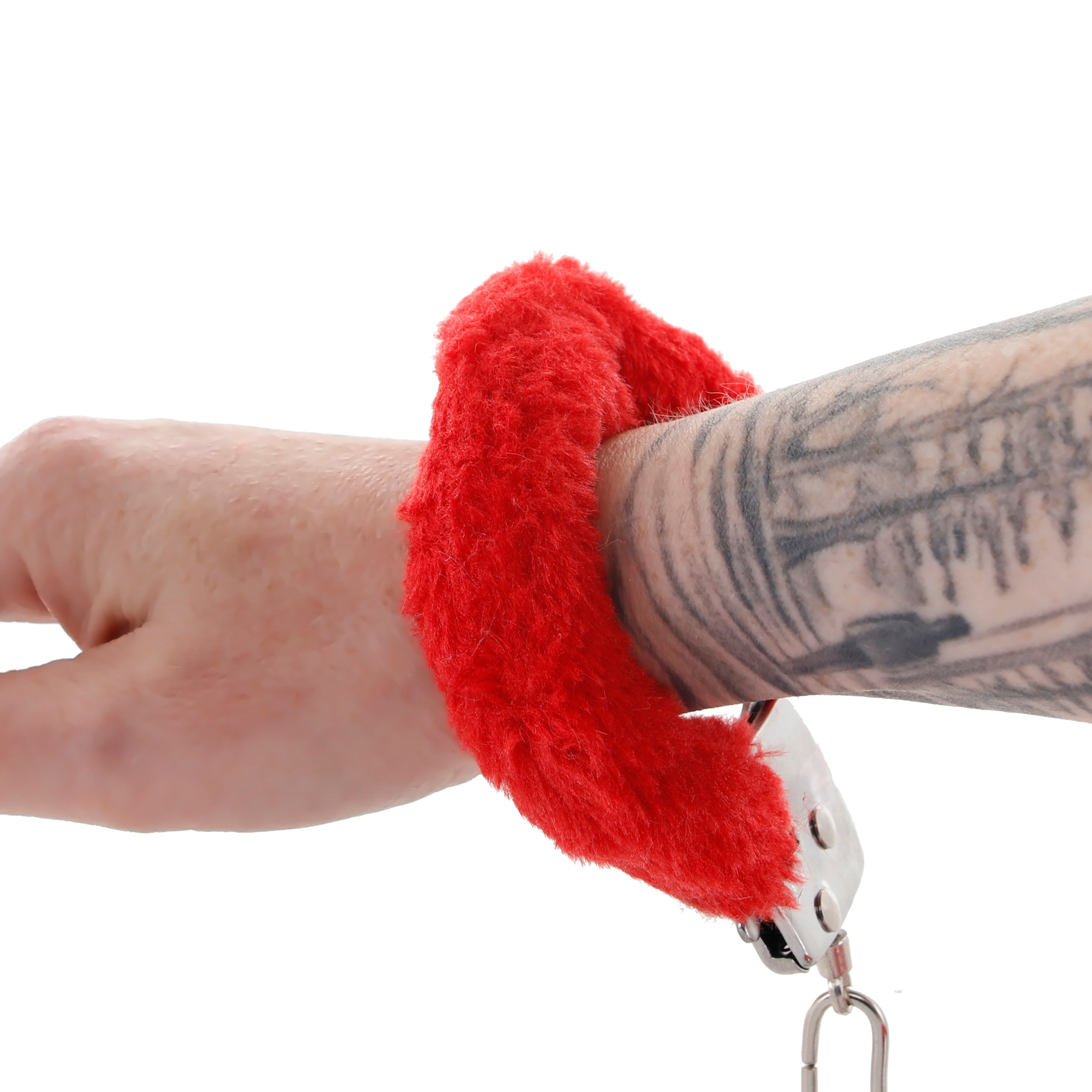 Furry Hand Cuffs in Red