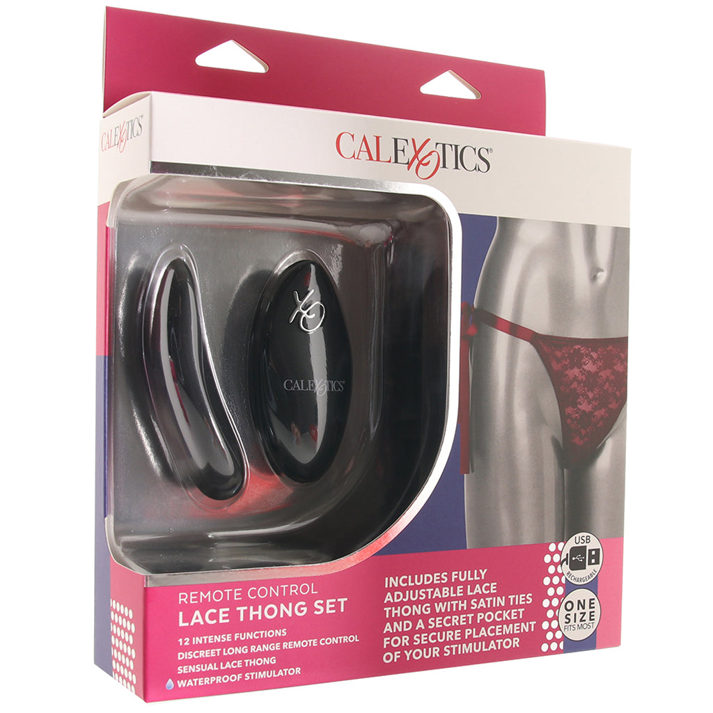 Remote Control Burgundy Lace Thong  & Vibe Set XL