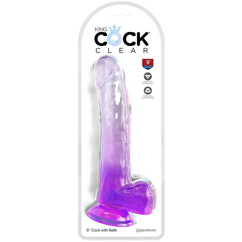 King Cock 9 Inch Ballsy Dildo: Realistic Pleasure in Translucent Purple