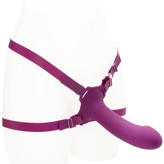 ME2 Rumbler Vibrating Silicone Strap-On in Purple