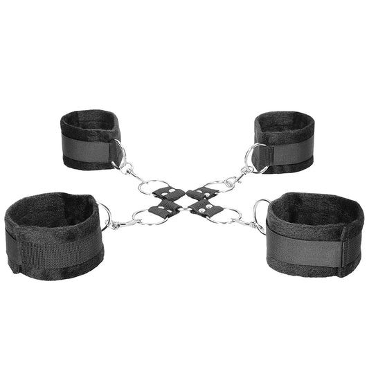 Sleek Control: Black & White Velcro Hogtie & Cuff Restraint Set