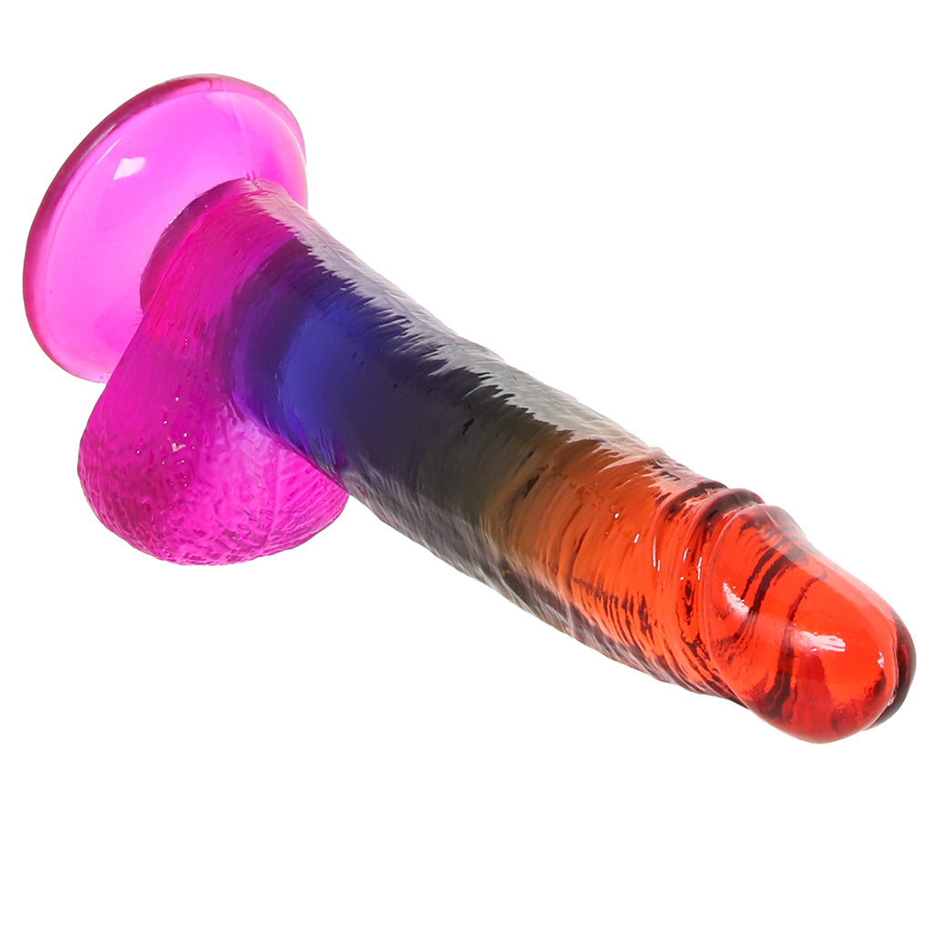 Crystal Jellies 8.5 Inch Cock & Balls Dildo in Rainbow