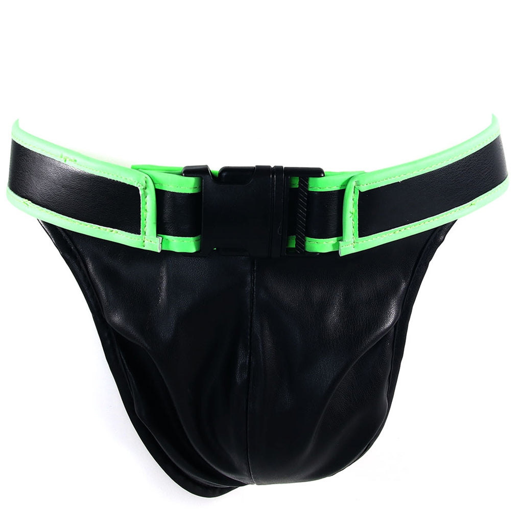 Ouch! Ignite the Night: Glow In The Dark Front Buckle Jock Strap (S/M)