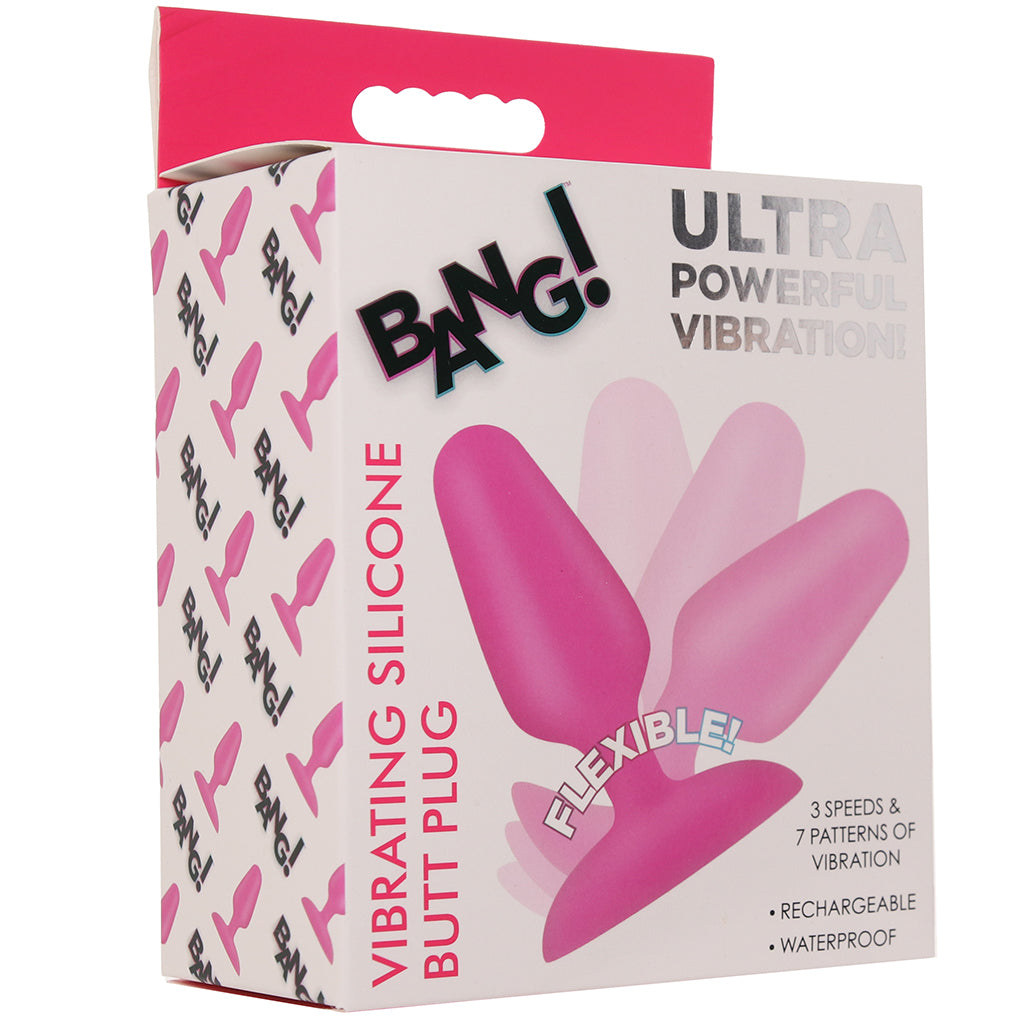Bang! Bang! Vibrating Silicone Butt Plug in Pink - Vibrators - HoneyHugs Canada (View 9)