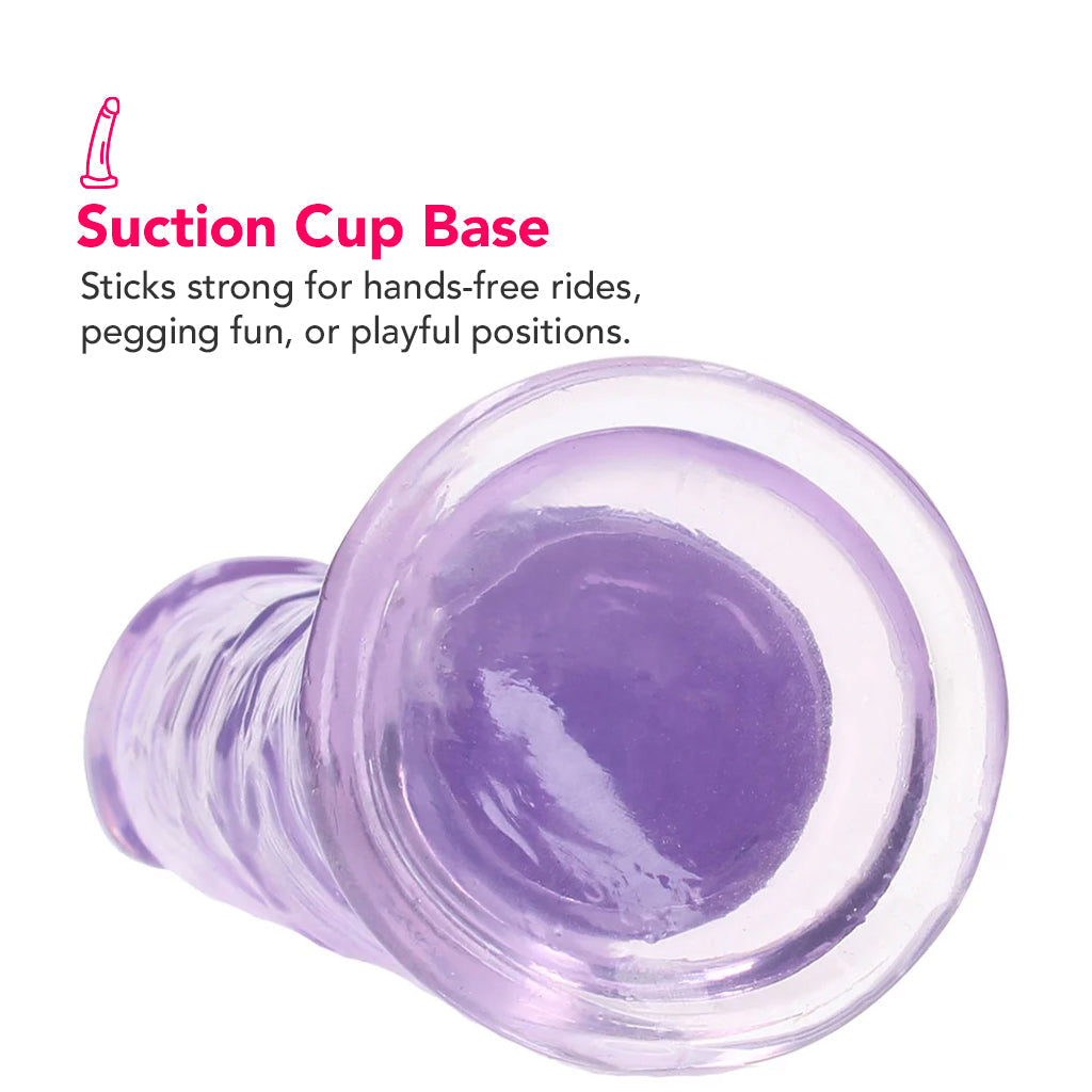 RealRock Crystal Clear Jelly 6 Inch Dildo in Purple