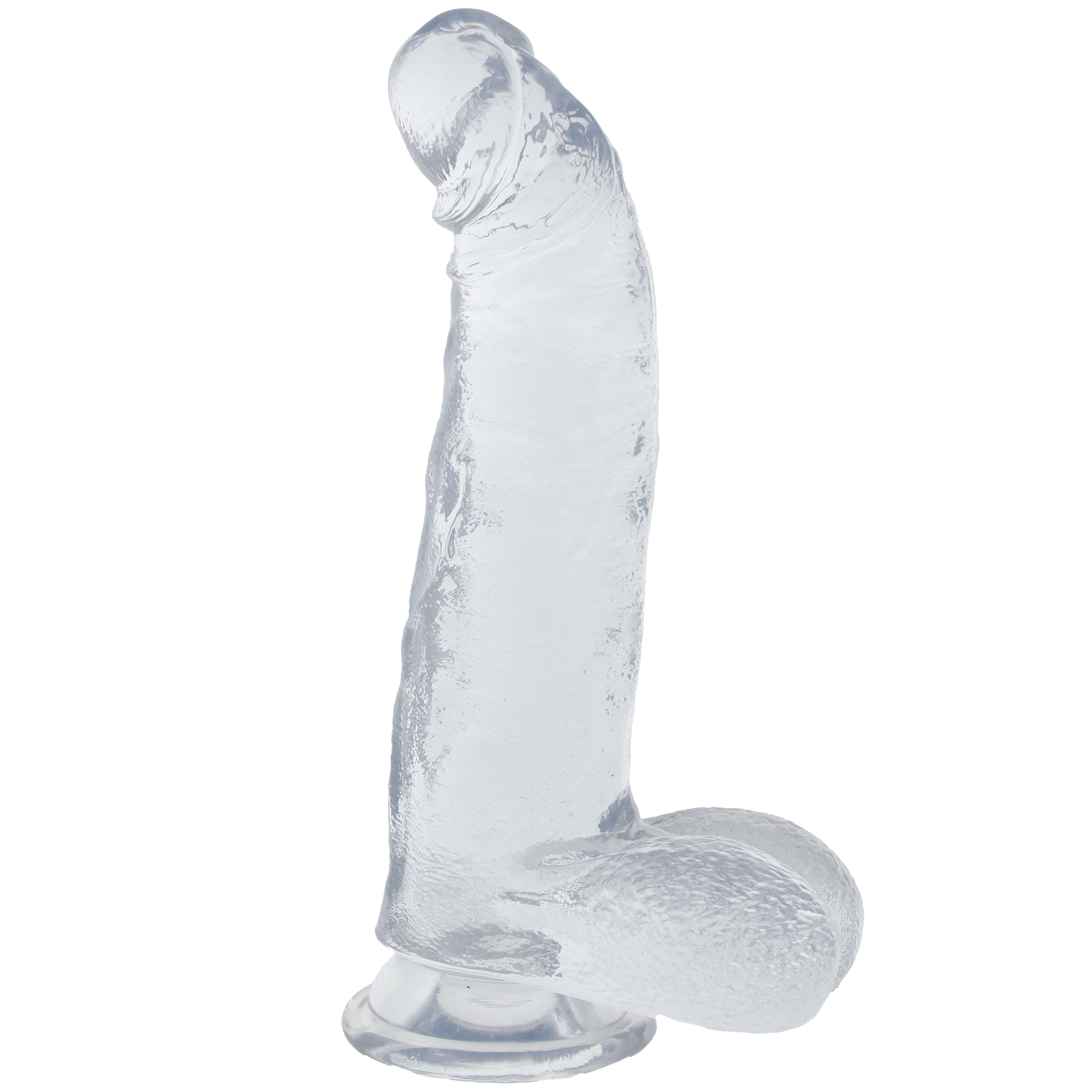 Crystal Jellies 8-Inch Curved Ballsy Dildo | Realistic TPE for Targeted G-Spot & Prostate Pleasure