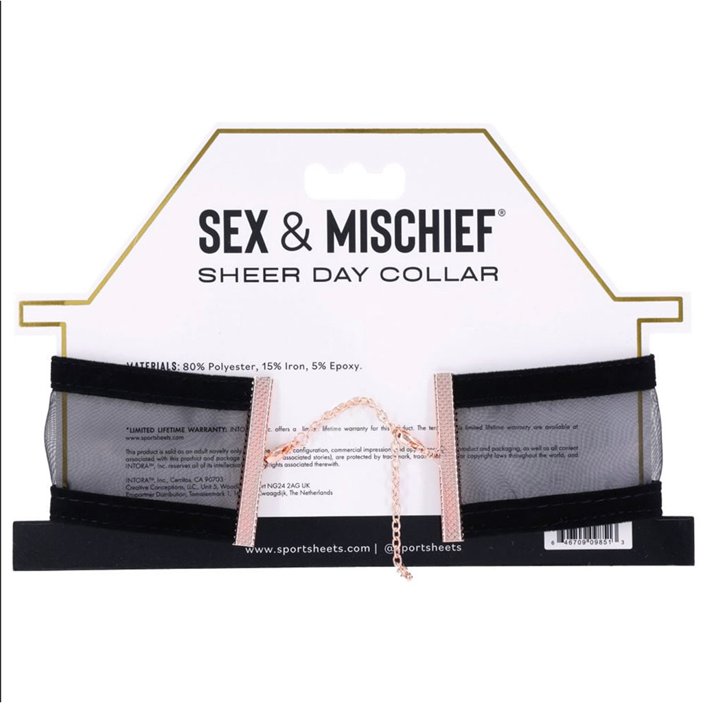 Sex & Mischief Sheer Day Collar | Rose Gold & Jet Black Mesh Statement