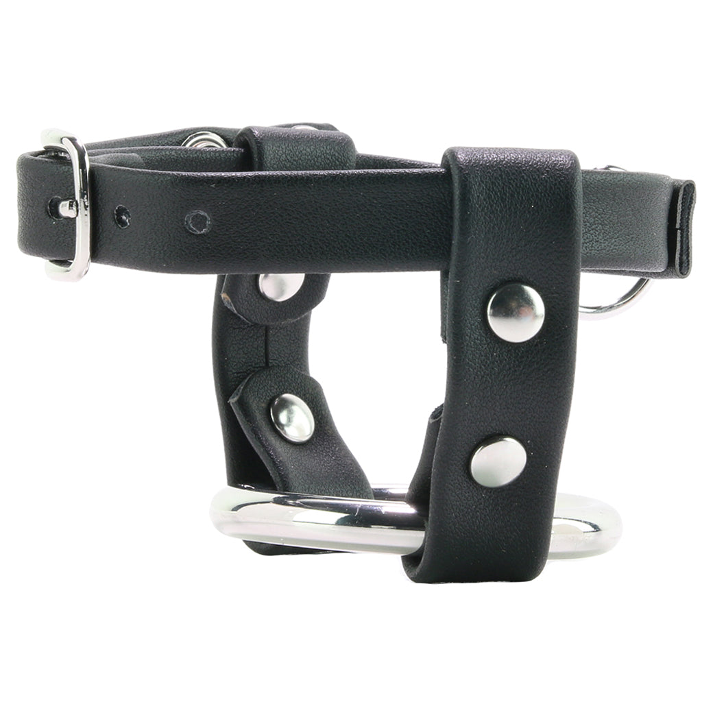 Metal Cock Ring with Locking Ball Strap