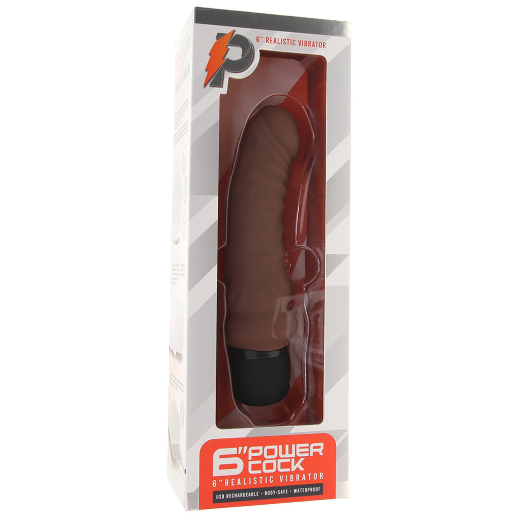 Power Cocks PowerCock 6 Inch Realistic Vibe in Dark Brown - Vibrators - HoneyHugs Canada (View 6)