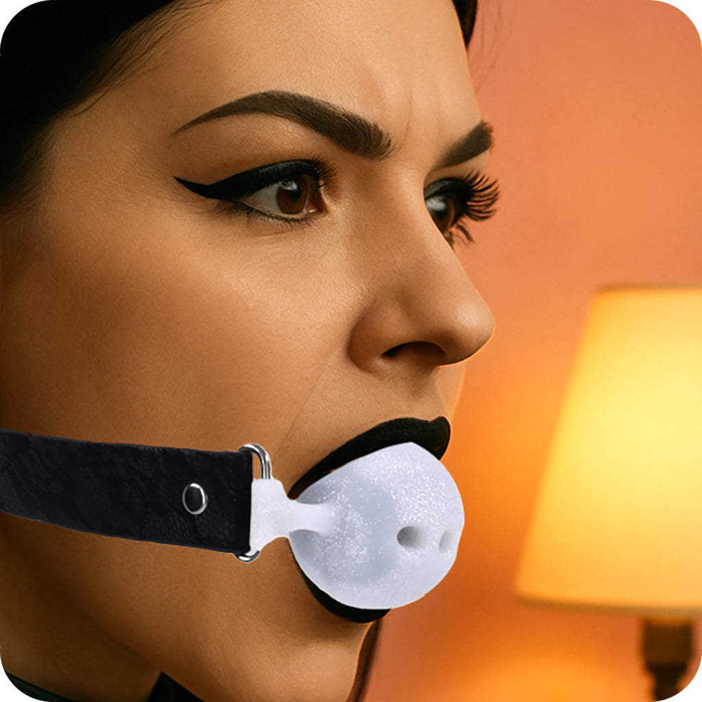 Sex & Mischief Lace Silicone Ball Gag | Breathable Elegance for Sublime Control