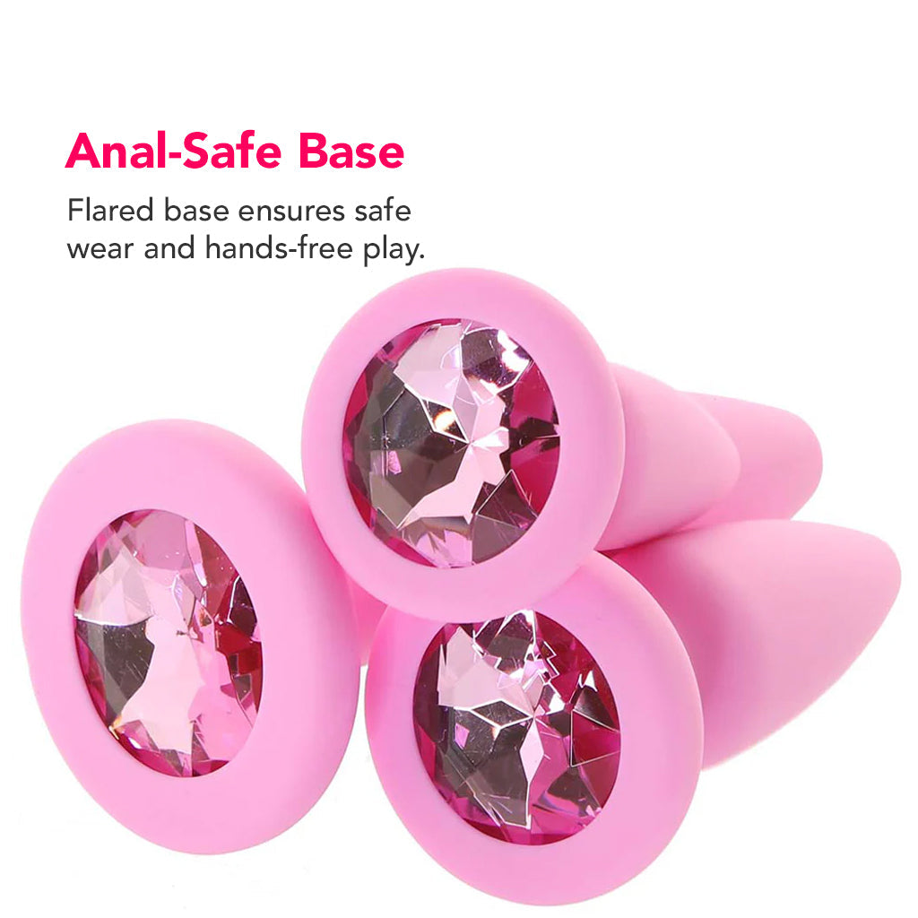 First Time Crystal Booty Anal Plug Set in Pink