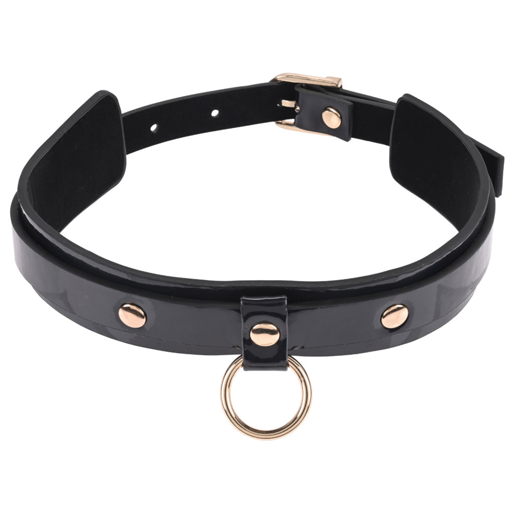 Orbit Day Collar: Vegan Leather & Gold O-Ring | Discreet Allure, Edgy Elegance