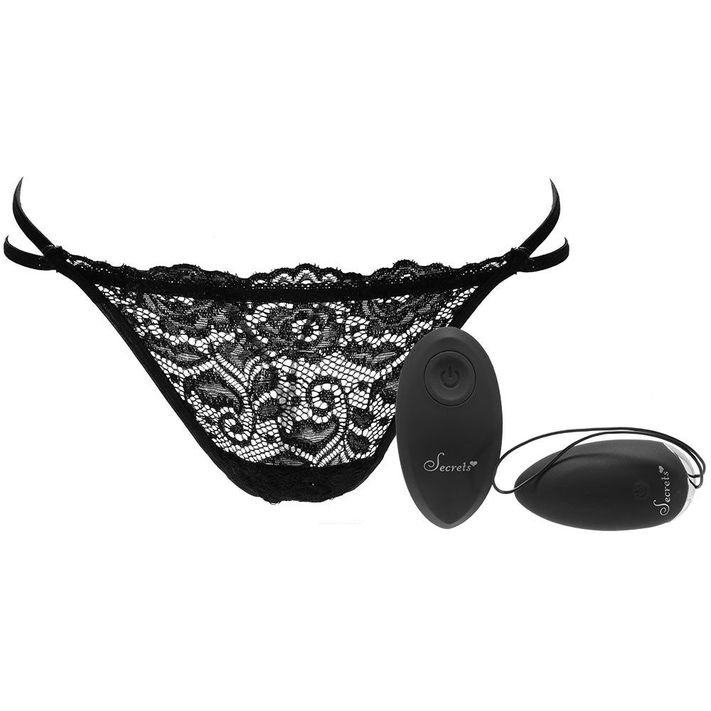 Open-Back Black Lace Panty & Love Egg