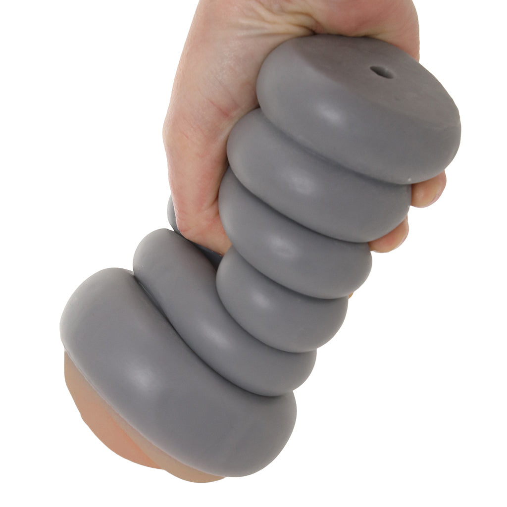 Ribbed Gripper Tight Pussy Stroker in Brown