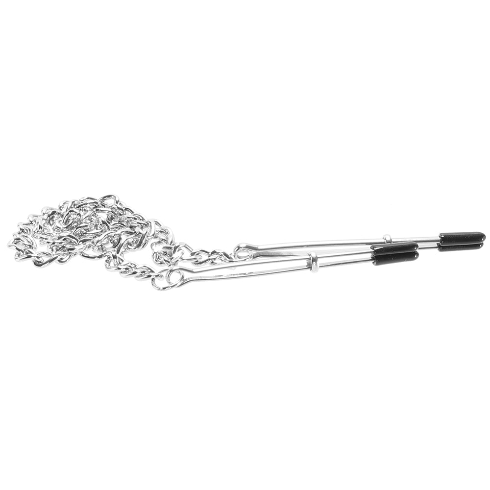Lux Fetish Captivating Adjustable Nipple Tweezer Clips with Chain