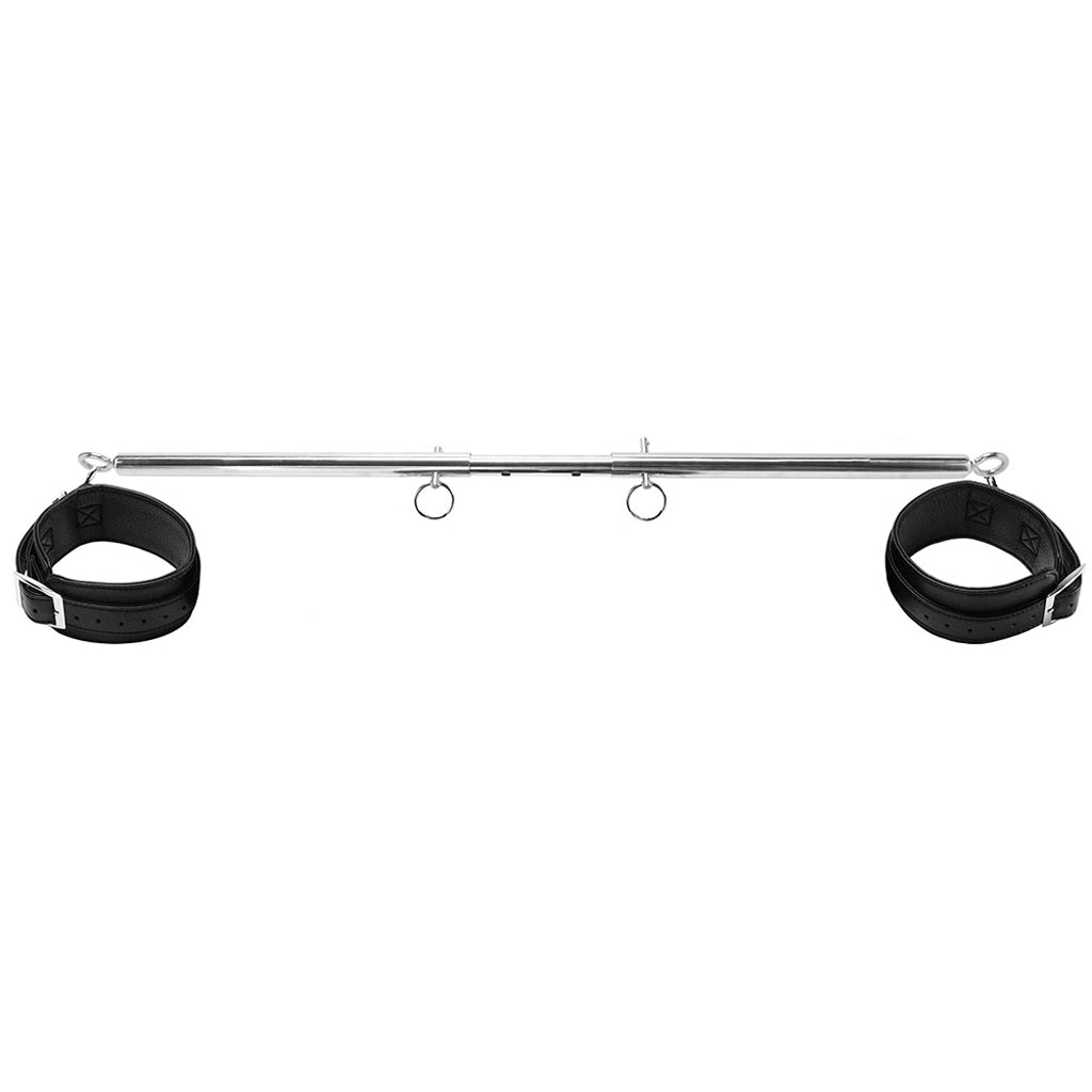 Lux Fetish Adjustable Stainless Steel Spreader Bar & Faux Leather Cuff Set