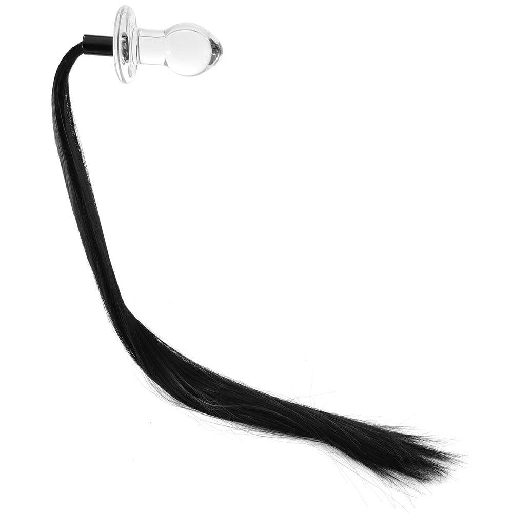 gläs Horse Tail Butt Plug: Seductive Pyrex Glass Anal Toy with Extra Long Tail