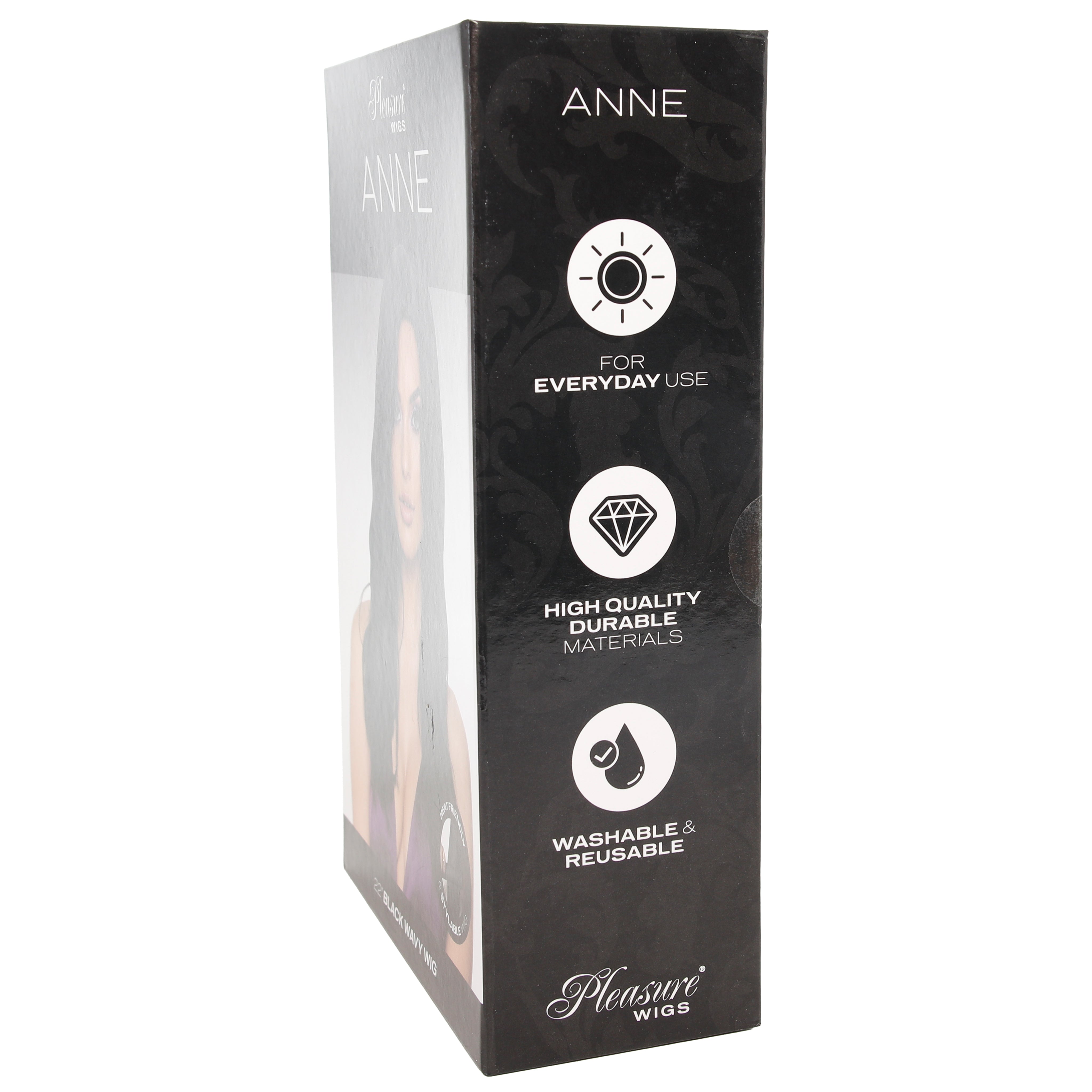 Anne Long Wavy Wig in Black