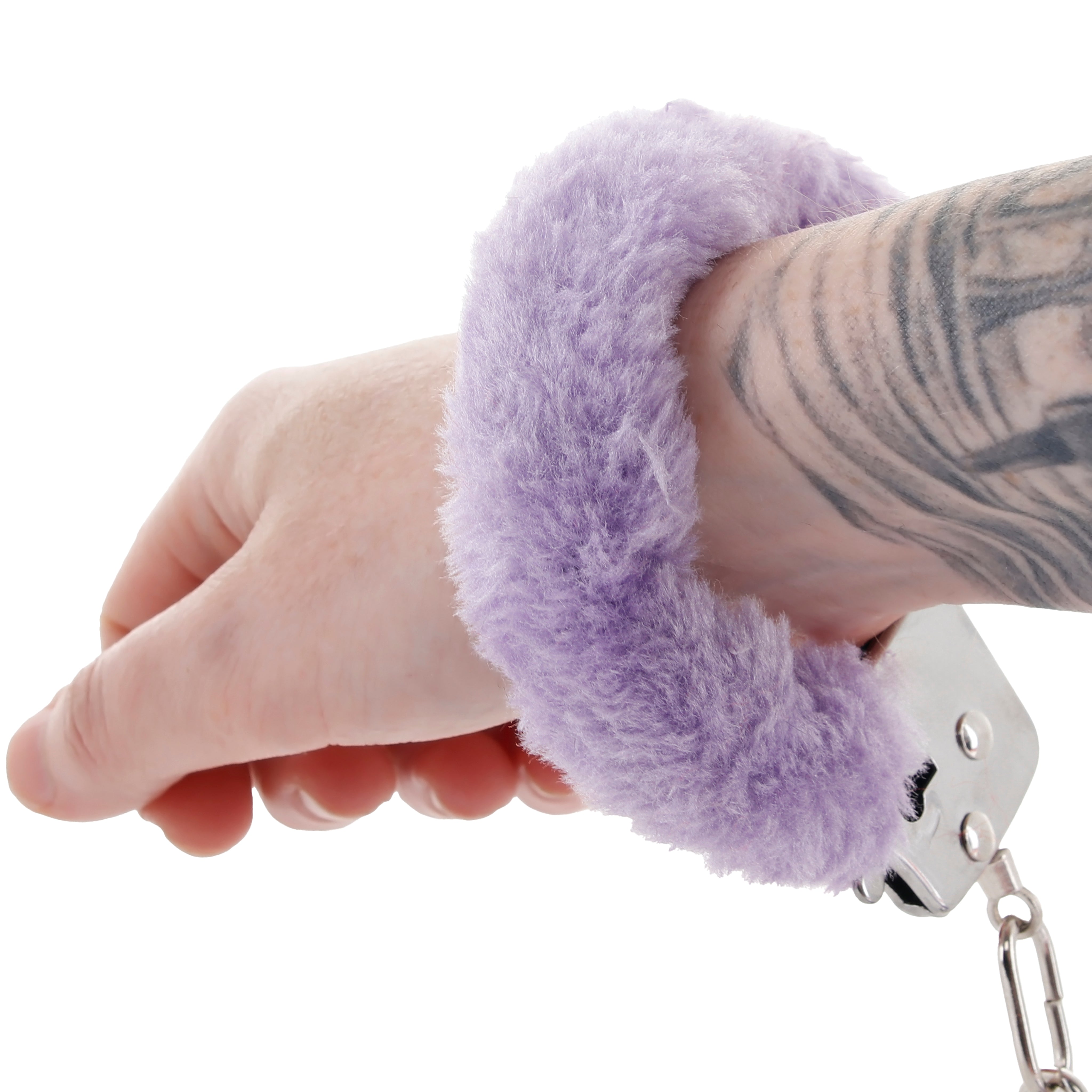 Furry Hand Cuffs in Lavender