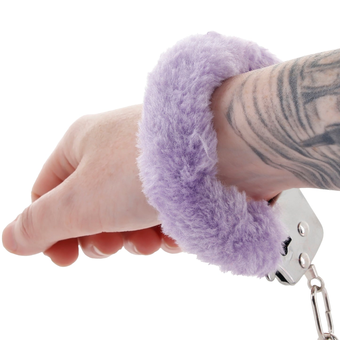 Furry Hand Cuffs in Lavender