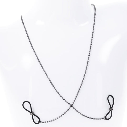 Ex's & Oh's Gunmetal Lariat Body Chain with Seductive Nipple Ties