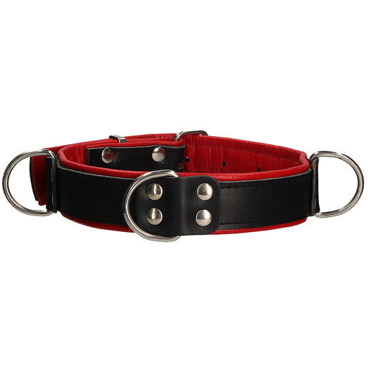Ouch! Deluxe Bonded Leather Bondage Collar in Red