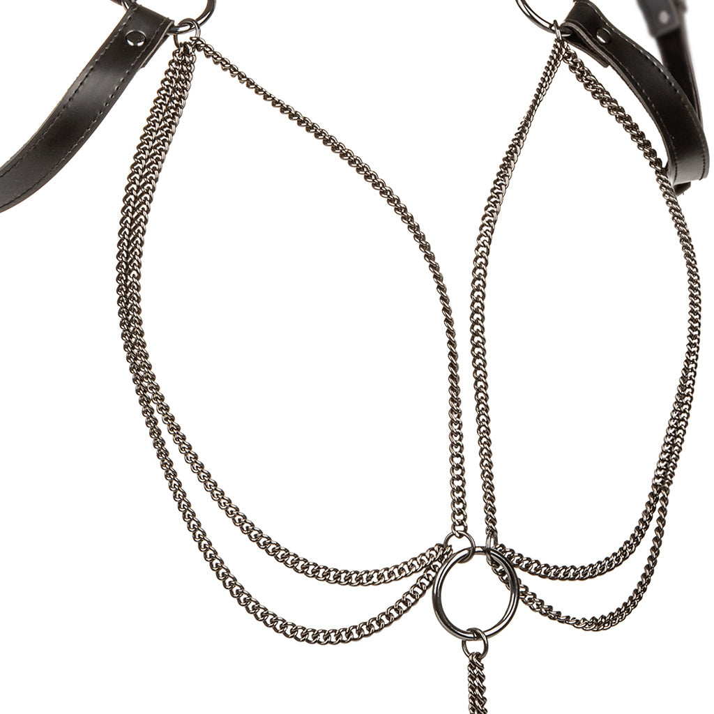 Euphoria XL Multi-Chain Halter Harness: Luxurious Velvet-Lined Bondage Accessory