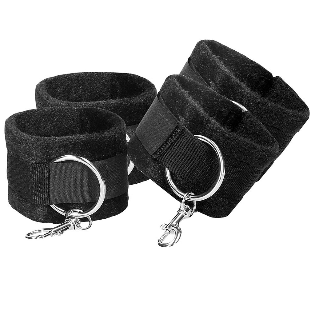 Sleek Control: Black & White Velcro Hogtie & Cuff Restraint Set