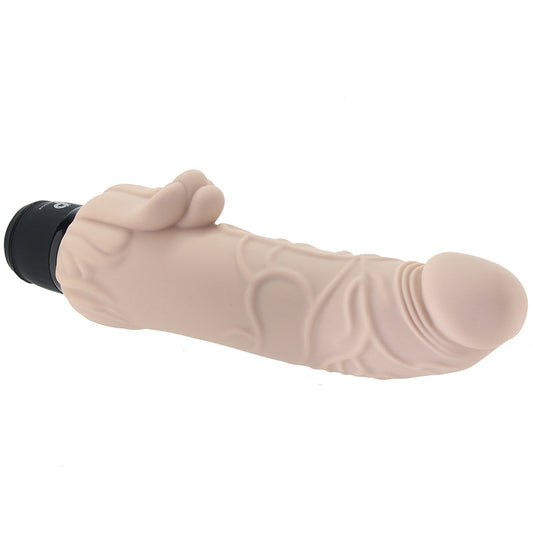 PowerCock 7 Inch Vibe with Clitoral Stimulator in Light