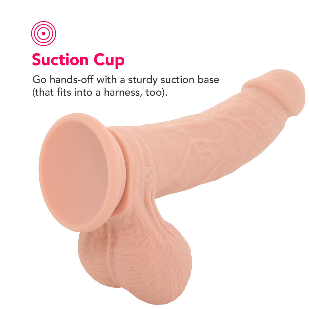 RealRock 8 Inch Vibrating Weighted Ballsy Dildo in Light