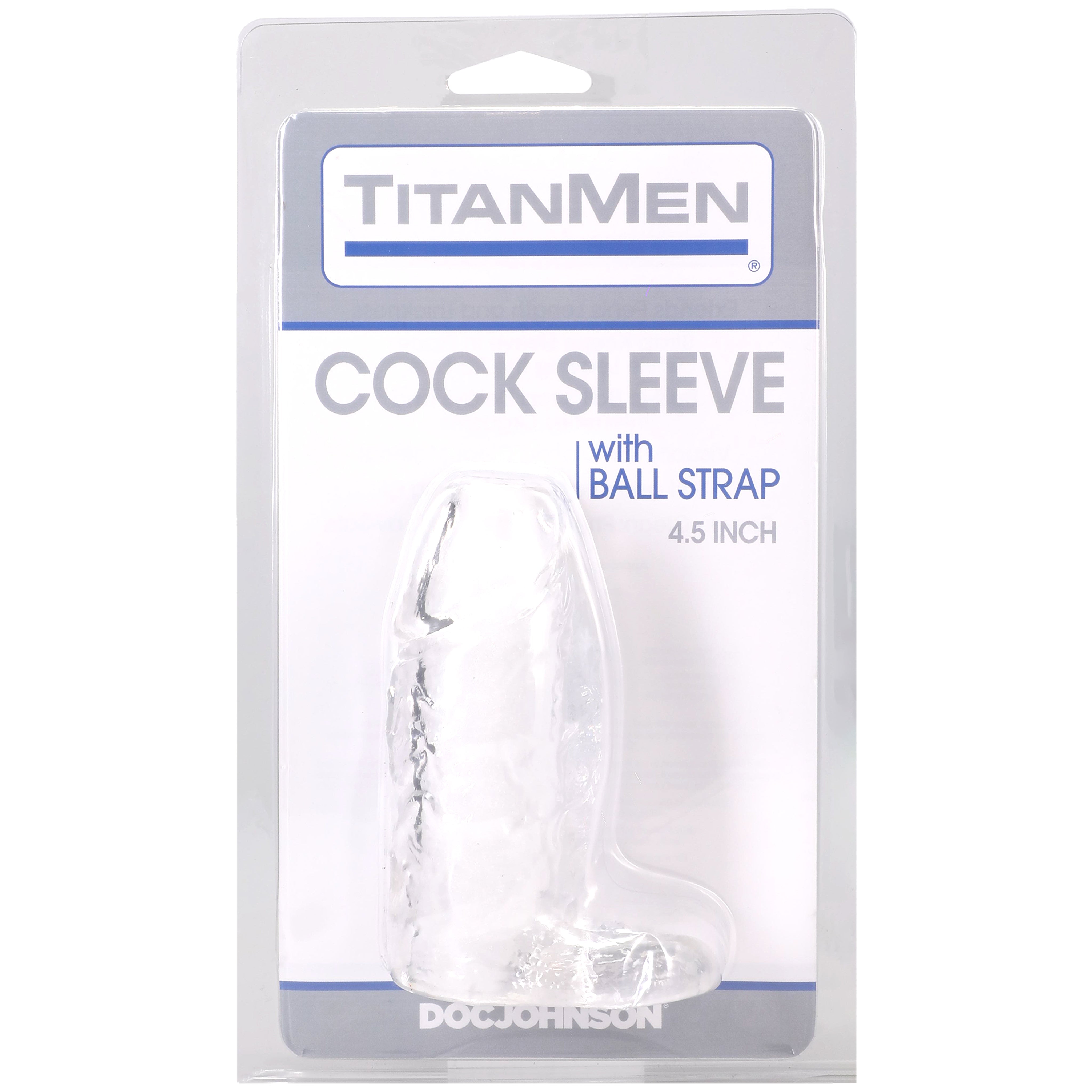 TitanMen 4.5 Inch Cock Sleeve with Ball Strap in Clear