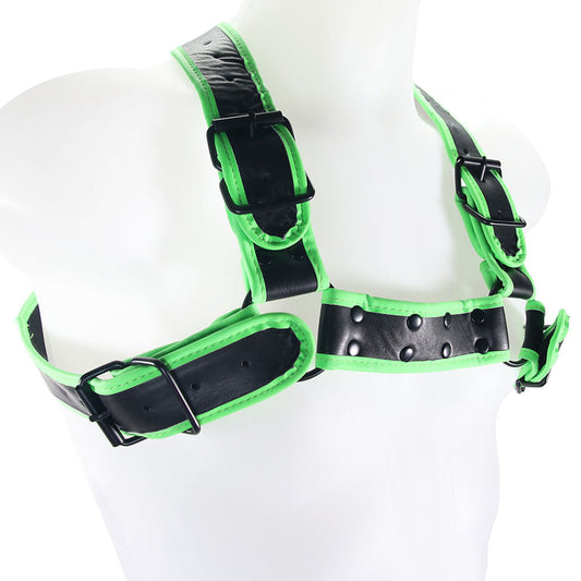 Ouch! Unleash the Night: Glow-in-the-Dark Buckle Bulldog Harness XL