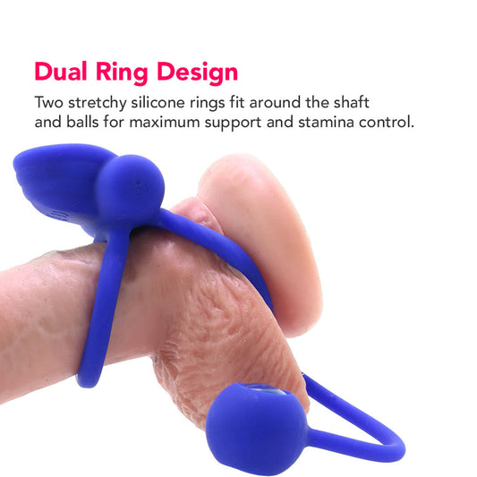 CalExotics Dual Rockin' Rim Enhancer Cock Ring in Blue - Vibrators - HoneyHugs Canada (View 2)
