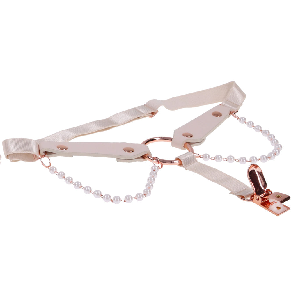 S&M Peaches 'n CreaMe Pearl Garters | Luxury Adjustable Thigh Straps