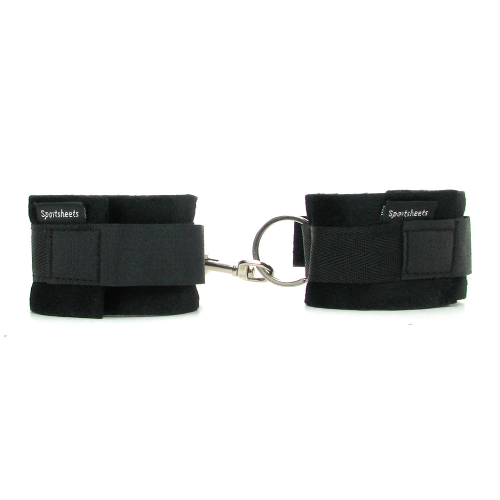 Sleek & Sensual: Sportsheets Soft Cuffs Black - Plush Velvet Wrist Restraints