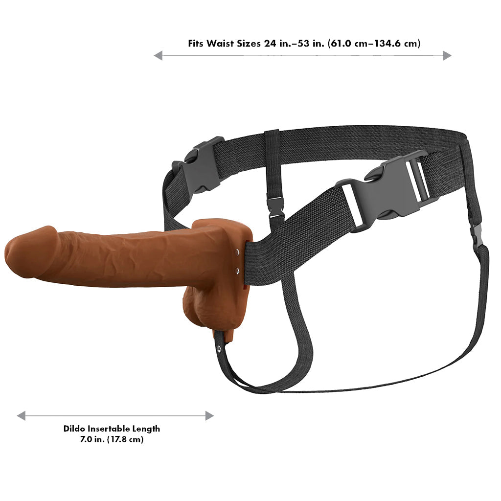Fantasy X-tensions 7 Inch Hollow Strap-On Vibe in Brown