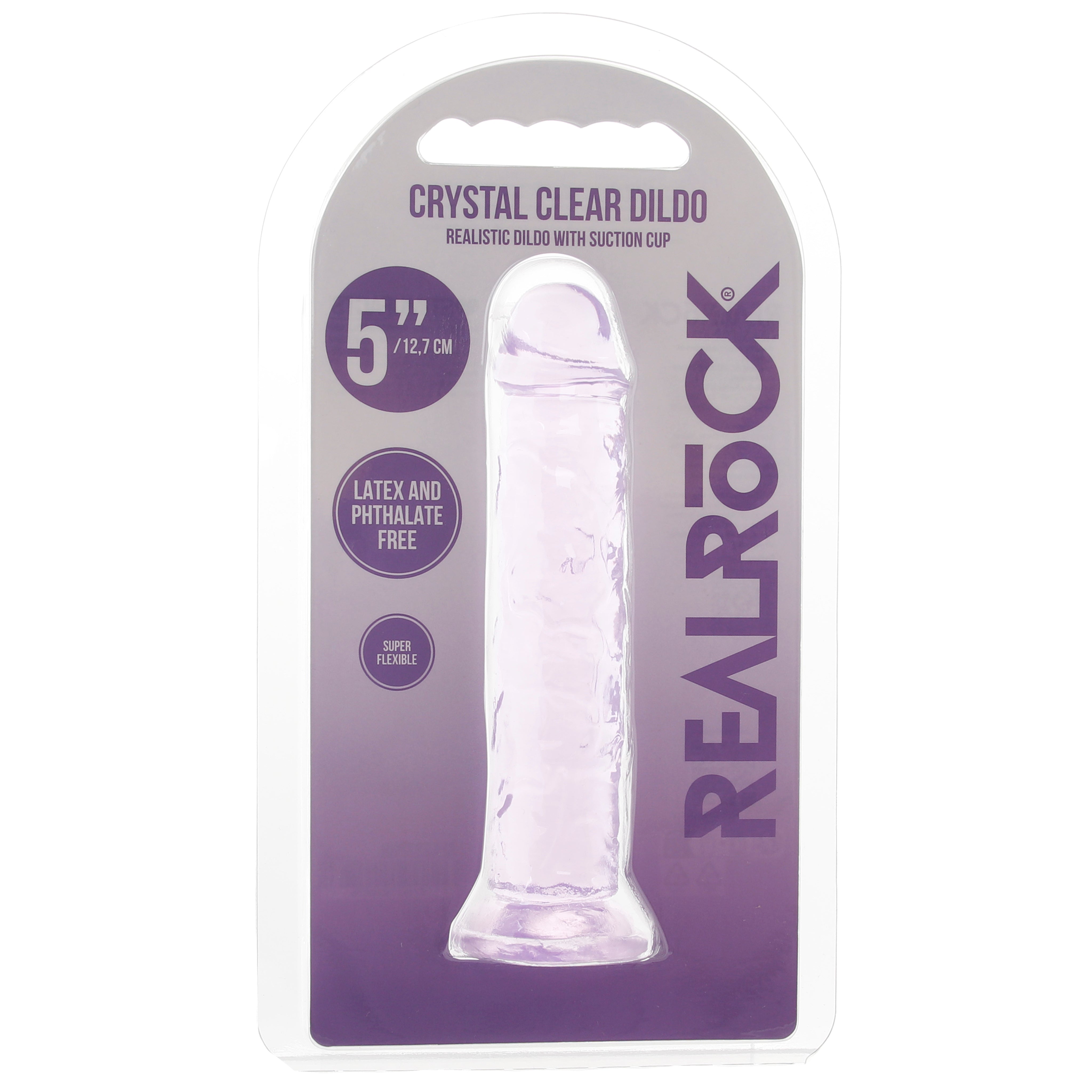 RealRock Crystal Clear 5 Inch Jelly Dildo in Purple