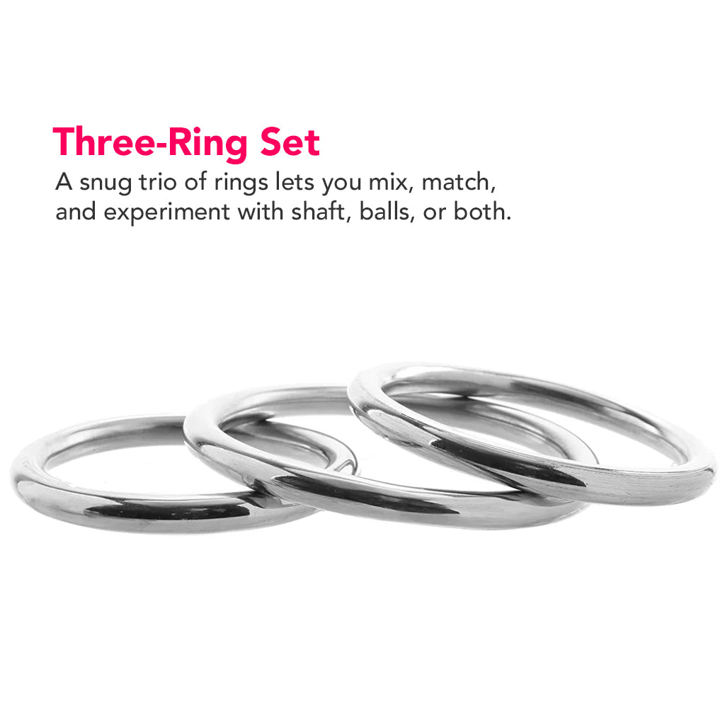 Rouge | Sovereign Stainless Steel 3-Piece Cock Ring Set - Ultimate Pleasure & Control