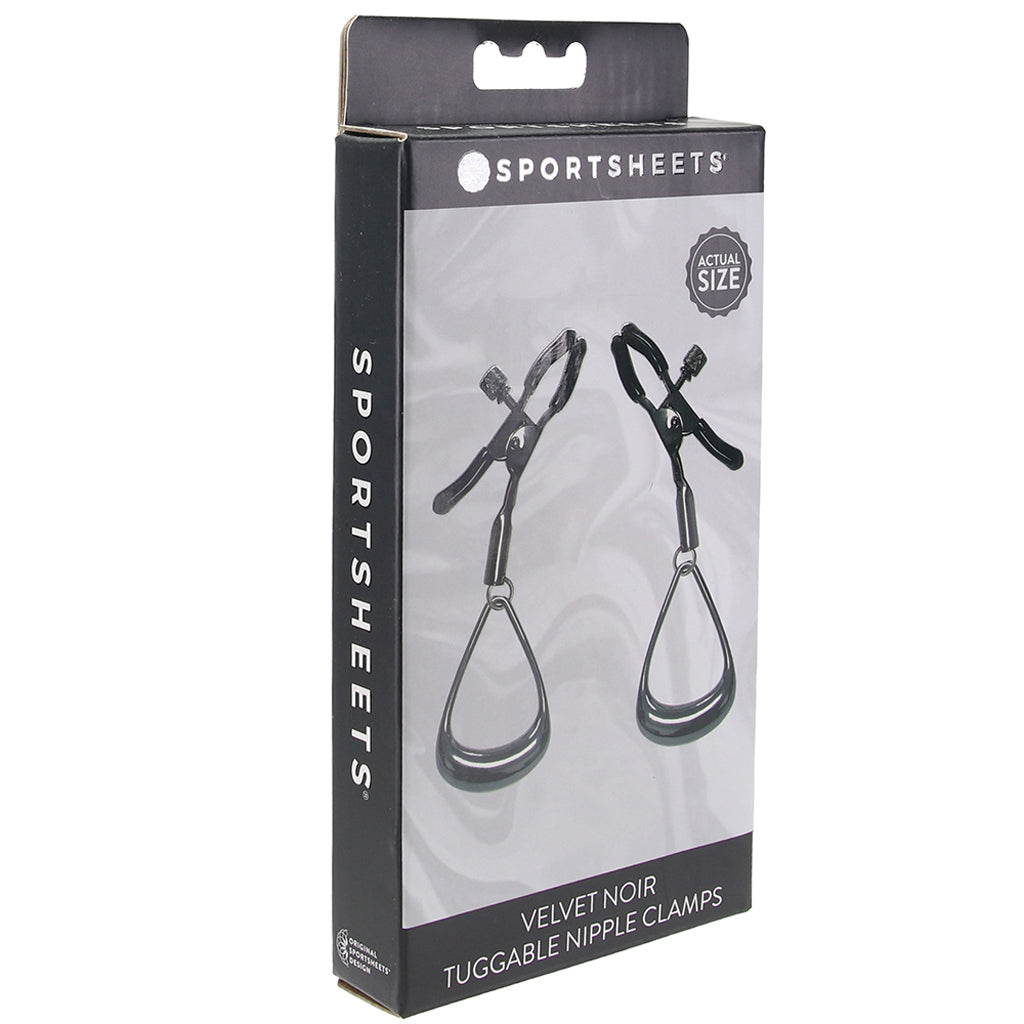 Exquisite Velvet Noir Nipple Clamps | Adjustable Tugging Pleasure by Sportsheets