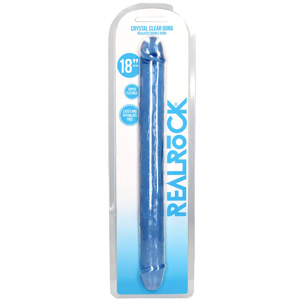 RealRock Crystal Jelly 18 Inch Double Dildo in Blue