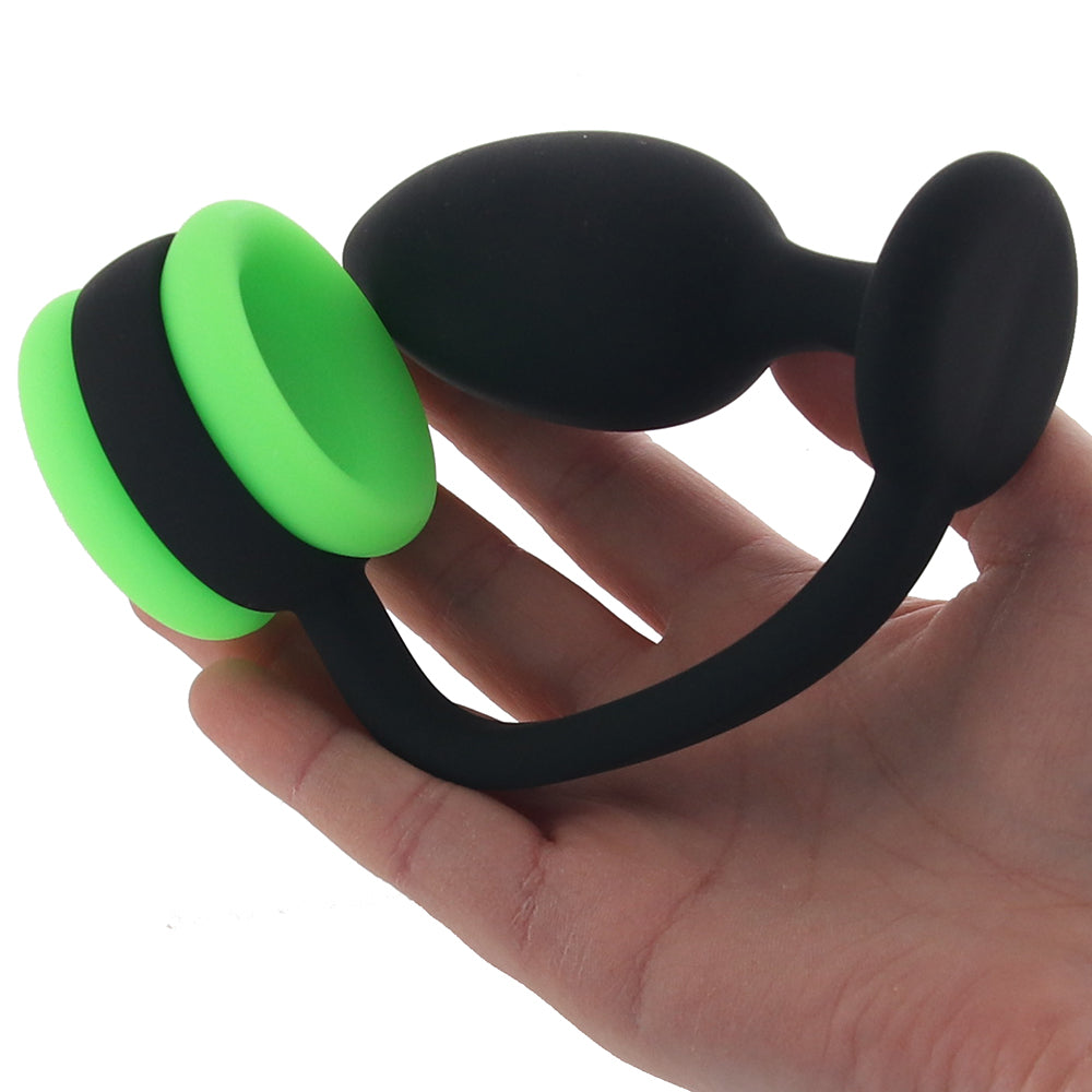 Ouch! Luminescent Pleasure: Glow-in-the-Dark Dual-Action Butt Plug with Cock Ring