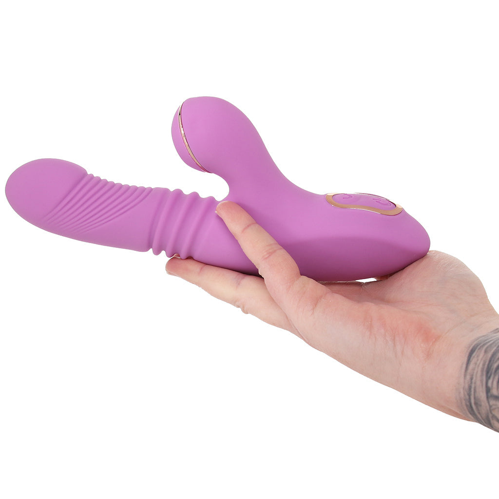 XR Brands Shegasm Pro-Thrust Suction Rabbit in Pink - Vibrators - HoneyHugs Canada (View 4)